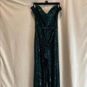 Versona Green Sequin Strapless Jumpsuit
